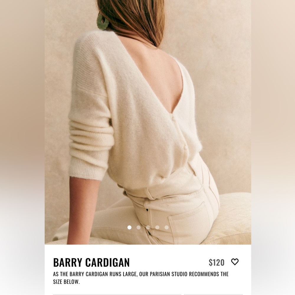 Sézane Barry cardigan in ecru size xl or 12
